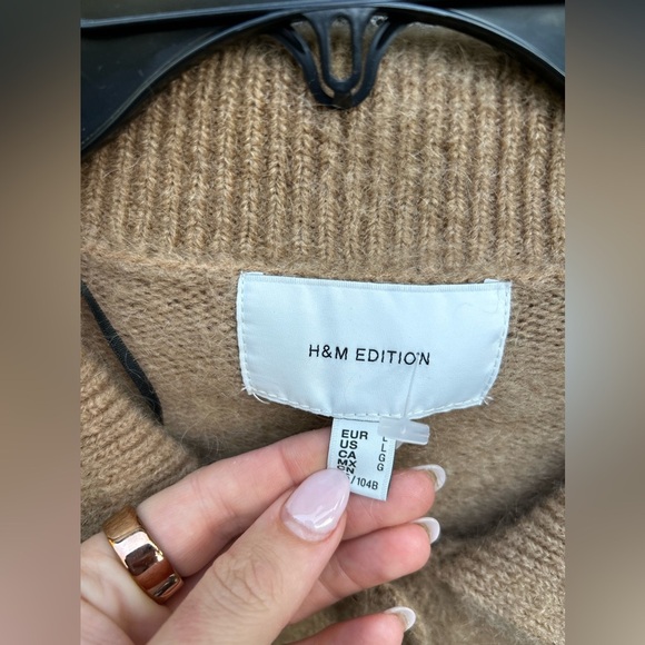 H&M MOHAIR-BLEND COLLARED CARDIGAN in Dark Beige - Picture 13 of 13